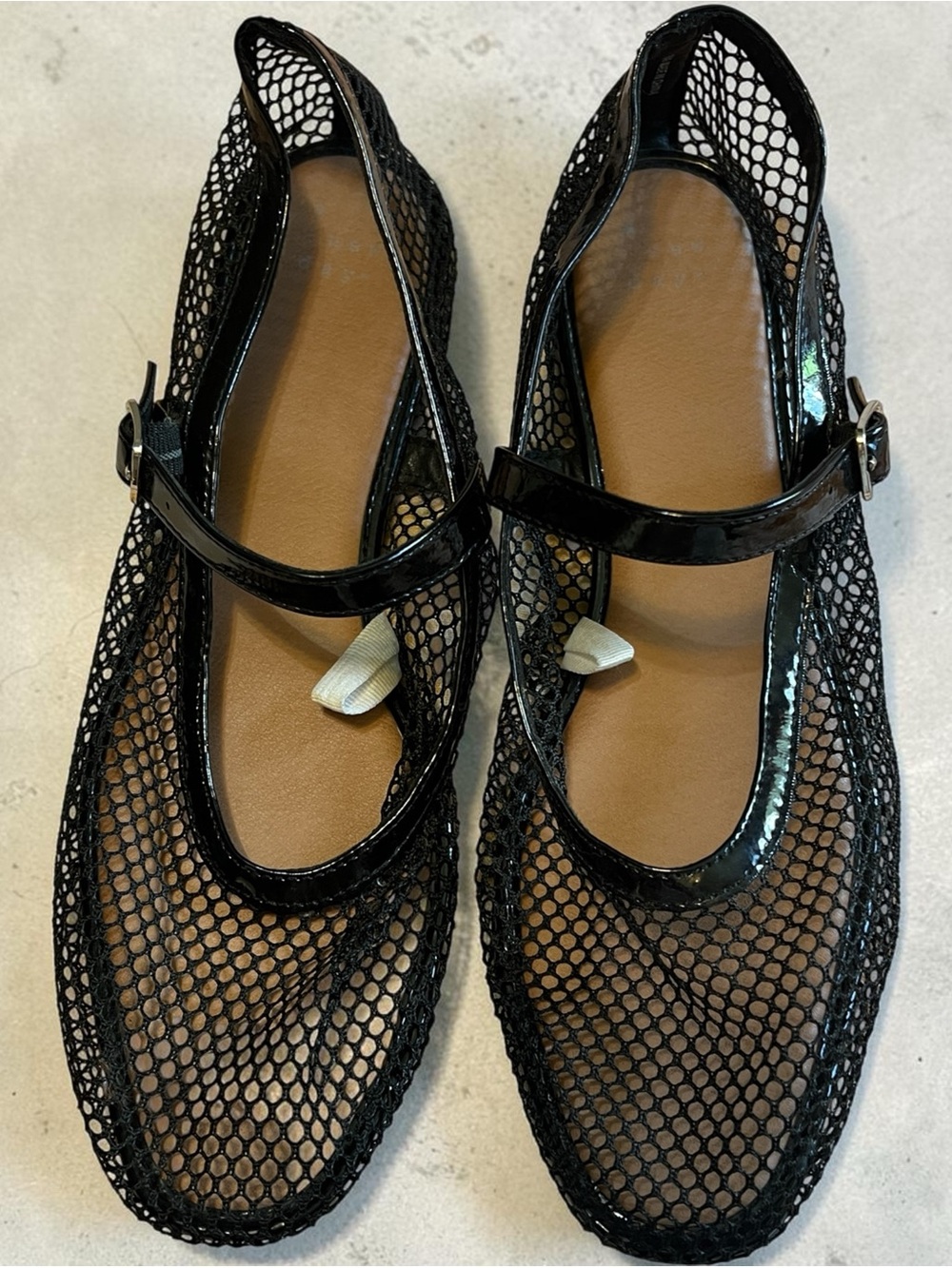 a new day Black Mesh Mary Jane Flats with Patent Strap